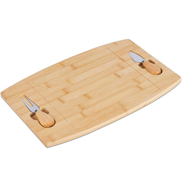 Bamboo Cheese Board and Knife Set Cheese Plate Cheese Platter Serving Tray with Cheese Knives