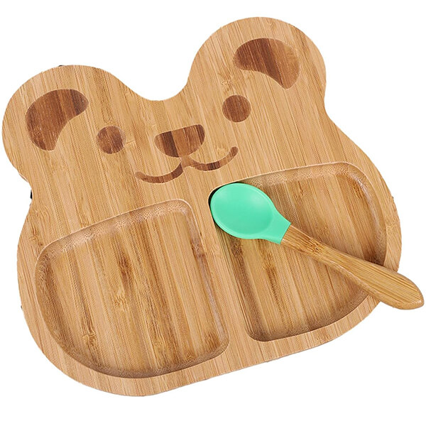 Eco - Friendly Children Wooden Dish Plate Wooden Food Tray