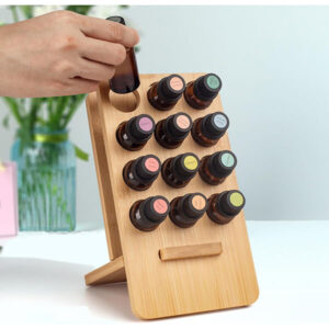 Custom Eco-Friendly Rack 12 Slots Bamboo Display Stand Essential Oil Organizer Box