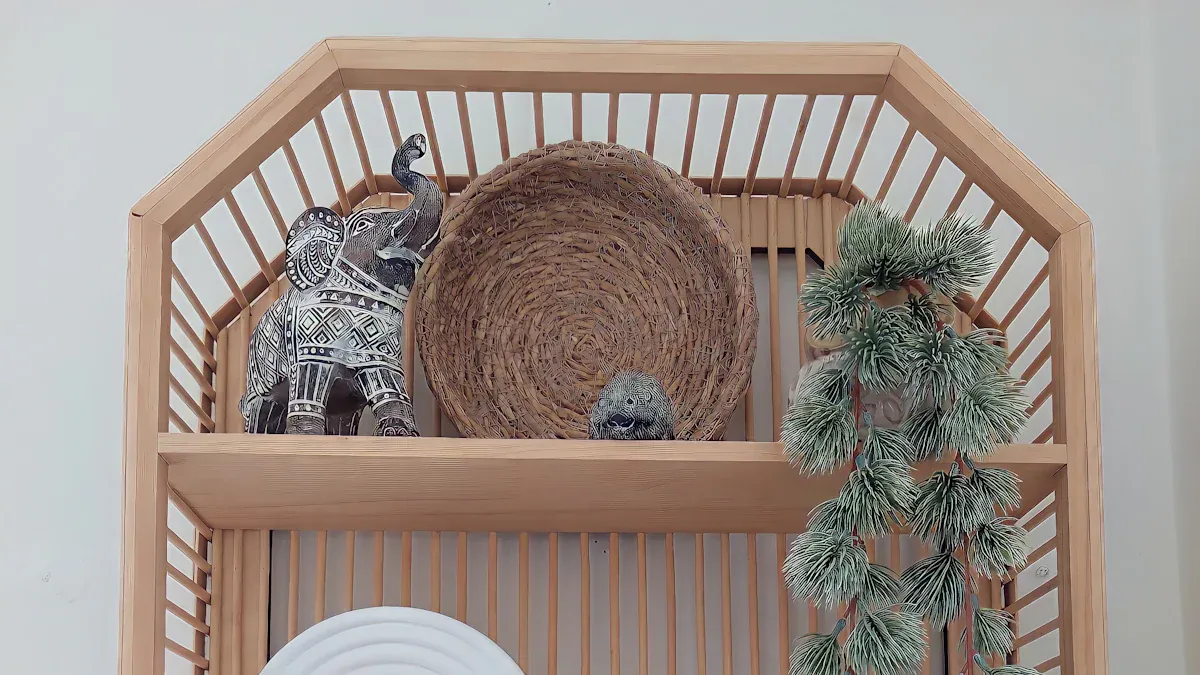 Bamboo shelves for bathroom save space and stress