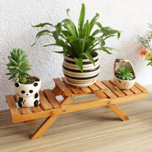 Multifunctional Indoor/Outdoor Decor Shelf Natural Wood Finish Plant Stand