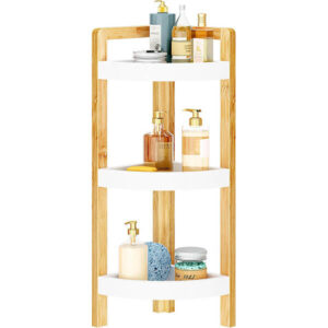 Bamboo Double-Layer Foldable Storage Shelf , for Kitchen, Desk, Bathroom, Garden