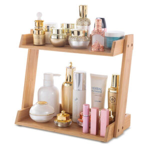 Custom Eco-Friendly Bamboo Makeup Organizer – Countertop Cosmetic Storage Box for Dresser or Vanity