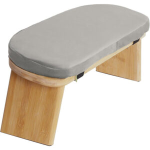 Bamboo Meditation Bench, Foldable & Ergonomic Meditation Stool with Cushion