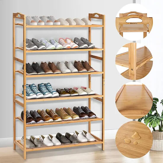 Bamboo Shelf Organizer for Shoe Storage