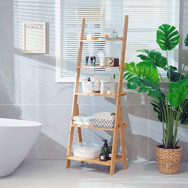 Bamboo ladder racks for vertical storage
