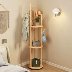 Customizable Eco-Friendly 360-DegreeRotatable Solid Wood Coat Rack