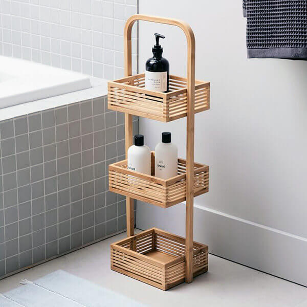 Triple Bamboo Bathroom Storage Box for Body Wash