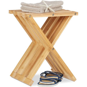 Waterproof Bamboo Wood Folding Stool,Space-Saving, Foldable Chair for Children