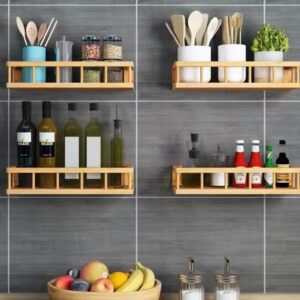 wall mounted bamboo storage rack