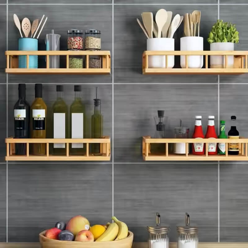 wall mounted bamboo storage rack