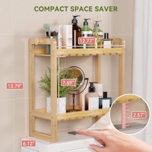 Compact 2-Tier Bamboo Bathroom Countertop Shelf – Easy Assembly Organizer for Small Spaces