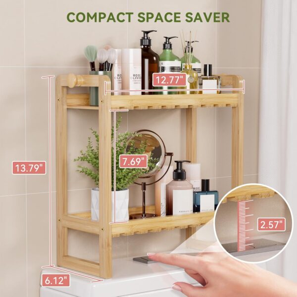Compact 2-Tier Bamboo Bathroom Countertop Shelf – Easy Assembly Organizer for Small Spaces