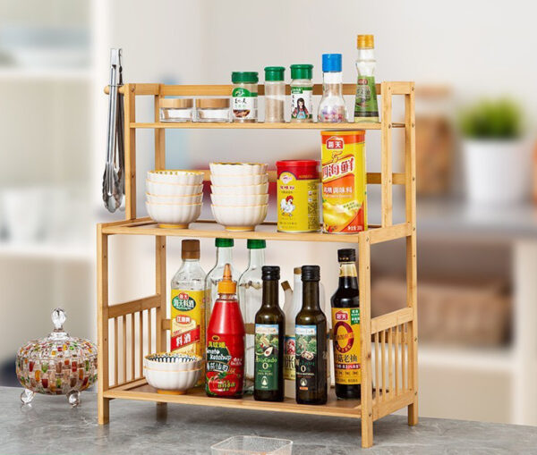 3-Tier Bamboo Countertop Organizer Shelf – Compact Desktop Rack for Kitchen Spices or Office Supplies - Image 6