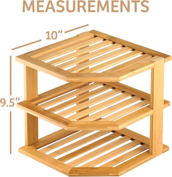 3-Tier Bamboo Corner Shelf – Space-Saving Organizer for Kitchen, Bathroom & Countertops - Image 2