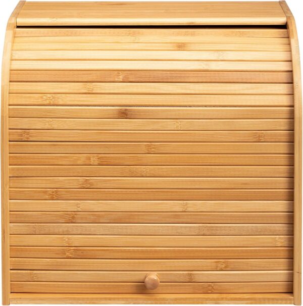 Large-Capacity Rolling Shutter Door Bamboo 2-Layer Bread Box For Storing Bread - Image 3