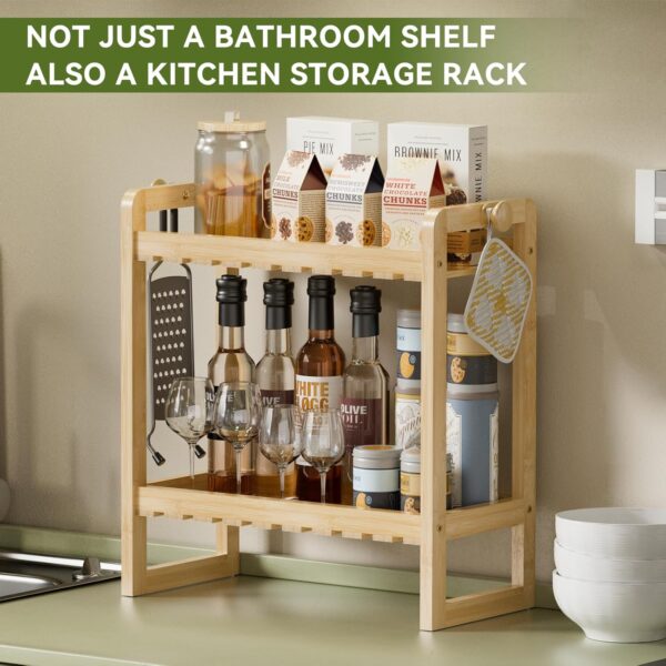 Compact 2-Tier Bamboo Bathroom Countertop Shelf – Easy Assembly Organizer for Small Spaces - Image 5