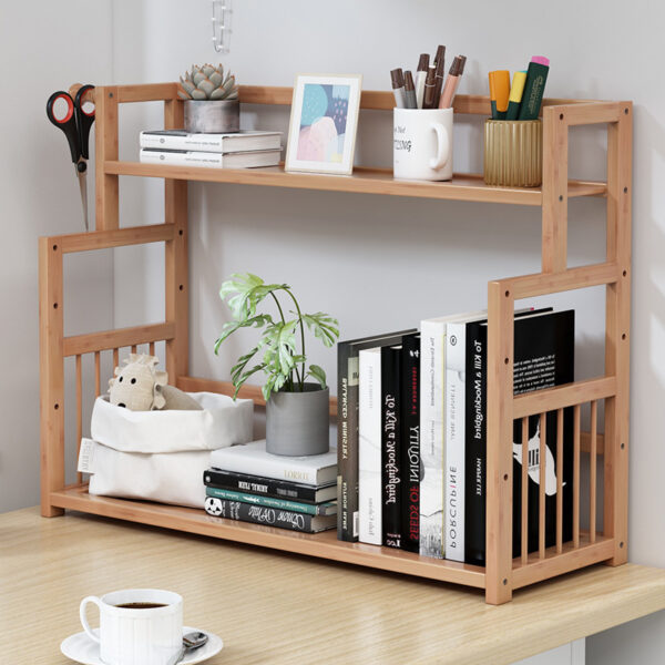 2-Tier Bamboo Countertop Shelf – Multi-Purpose Organizer for Kitchen, Bathroom, or Study - Image 3