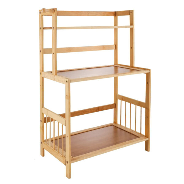 3-Tier Bamboo Countertop Organizer Shelf – Compact Desktop Rack for Kitchen Spices or Office Supplies