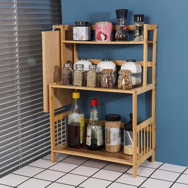 3-Tier Bamboo Countertop Organizer Shelf – Compact Desktop Rack for Kitchen Spices or Office Supplies - Image 4