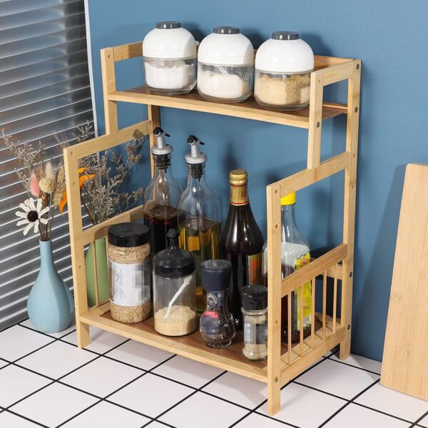 2-Tier Bamboo Countertop Shelf – Multi-Purpose Organizer for Kitchen, Bathroom, or Study - Image 4