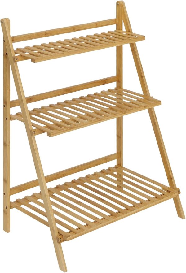Foldable Bamboo Display Stand – 3-Tier Ladder Shelf for Plants, Books or Decor | Indoor & Outdoor Use - Image 5