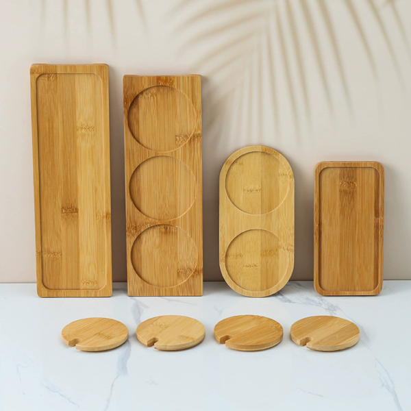 Bamboo Cup Tray with Bottom Support – Hotel Bathroom Toiletry Holder - Image 3
