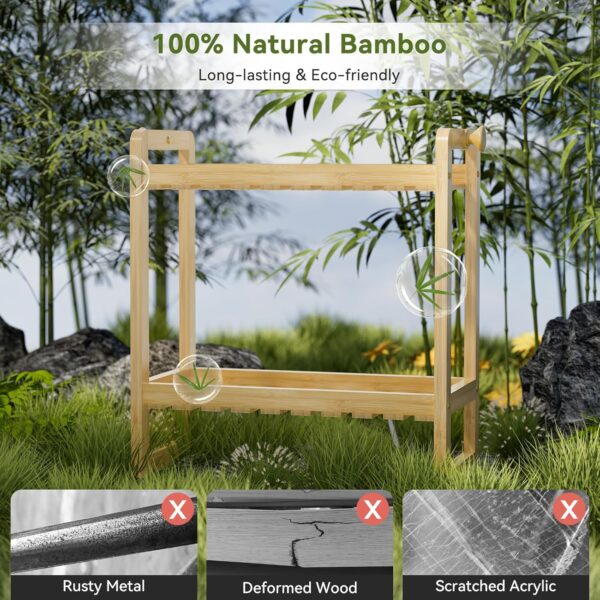 Compact 2-Tier Bamboo Bathroom Countertop Shelf – Easy Assembly Organizer for Small Spaces - Image 3