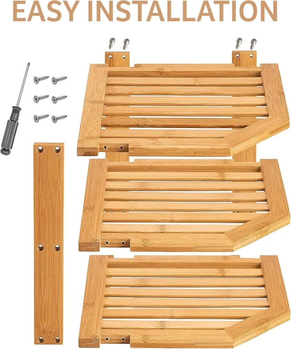3-Tier Bamboo Corner Shelf – Space-Saving Organizer for Kitchen, Bathroom & Countertops - Image 3