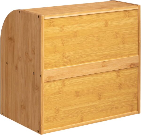 Large-Capacity Rolling Shutter Door Bamboo 2-Layer Bread Box For Storing Bread - Image 6