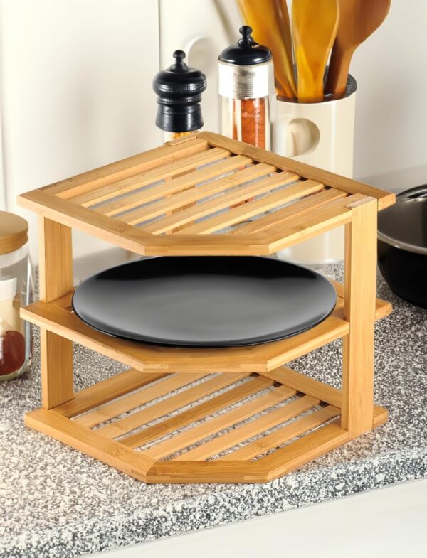 3-Tier Bamboo Corner Shelf – Space-Saving Organizer for Kitchen, Bathroom & Countertops - Image 4