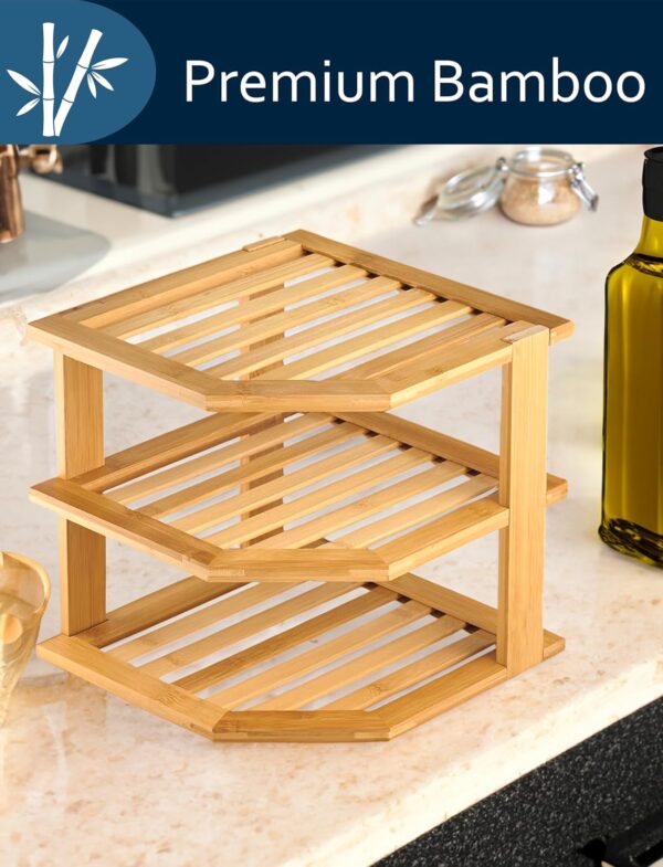 3-Tier Bamboo Corner Shelf – Space-Saving Organizer for Kitchen, Bathroom & Countertops - Image 5