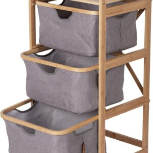 Eco-Friendly Portable Bamboo Camping Furniture Foldable Storage Cabinet with Linen Look Drawers