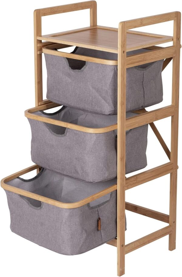 Eco-Friendly Portable Bamboo Camping Furniture Foldable Storage Cabinet with Linen Look Drawers