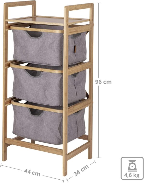 Eco-Friendly Portable Bamboo Camping Furniture Foldable Storage Cabinet with Linen Look Drawers - Image 4