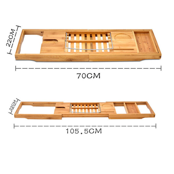 Bamboo Bath Tray Rack – Extendable Bathtub Caddy with Wine Glass Holder, Tablet/Book Stand, Soap Tray & Spa Essentials Organizer - Image 3