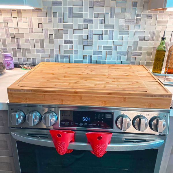 Bamboo Cooker Cover Board 75×54cm – Multi-Purpose Stove Top Cover, Kitchen Cutting Board & Countertop Extension Shelf - Image 2