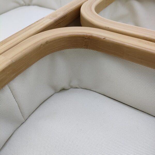 Tier Makeup and Desk Organizer with Drawer and Fabric Accent Multi-Purpose Bamboo Storage Box - Image 4