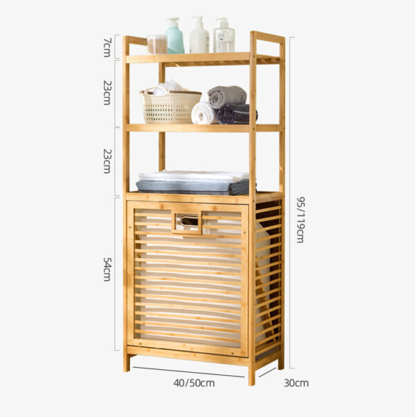 Bamboo 4-Tier Laundry Hamper with Removable Fabric Basket, Space-Saving Natural Bamboo Storage Shelf - Image 6