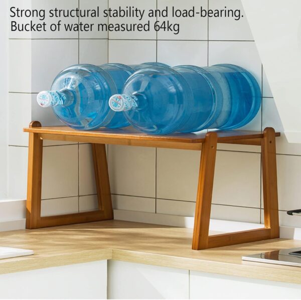 OEM Customizable Natural Bamboo Countertop Microwave Rack 2-Tier Kitchen Storage Shelf - Image 3