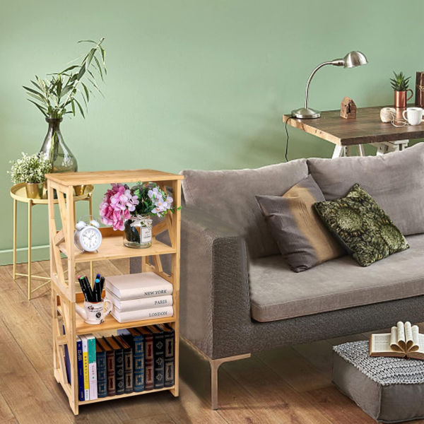 OEM/ODM Factory Support 3-Tier Natural Bamboo Bookcase Durable Eco-Friendly Shelving - Image 4