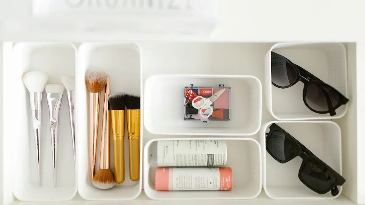 2. Conquer Your Junk Drawer With Bamboo Organizers
