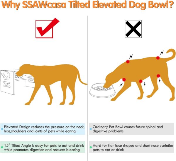 Raised Bamboo Dog Bowl Stand Adjustable Tilted Feeder for Small and Medium Pets - Image 5