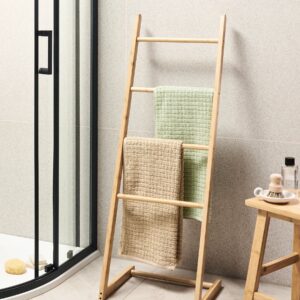 Eco-Friendly Freestanding Bamboo Towel Rack Wholesale 4 Tier Stable