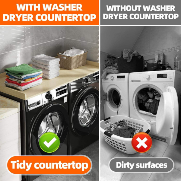 Custom Bamboo Washer & Dryer Countertop for Laundry Room Storage - Image 4