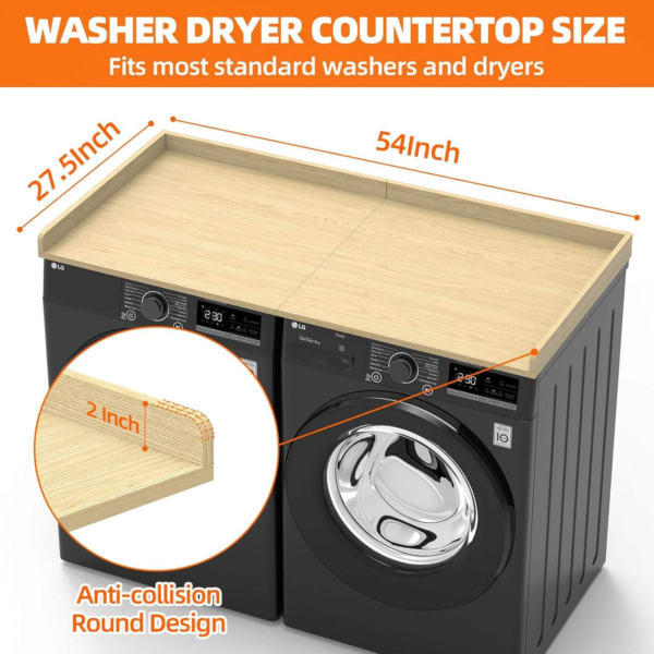 Custom Bamboo Washer & Dryer Countertop for Laundry Room Storage - Image 2