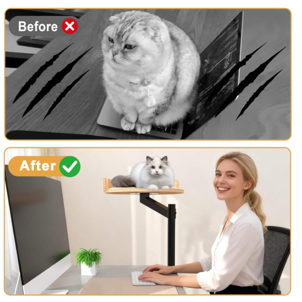 Adjustable Rotating Cat Desk Bed with Clamp for Office Tables - Image 2