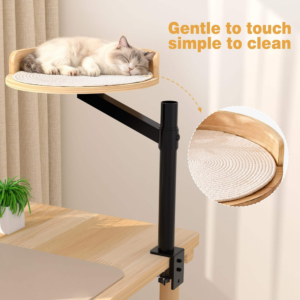 Adjustable Rotating Cat Desk Bed with Clamp for Office Tables