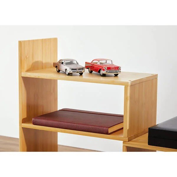 Bamboo Desk Storage OrganizerExpandable Stand Bookshelf Office Storage Rack 5