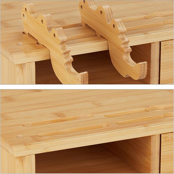Foldable Wooden Sofa Arm Tray with 360° Rotating Phone Holder 3